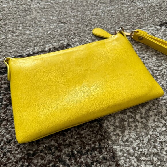 CHARMING CHARLIE Yellow Perrin Wristlet Loop Purse Wallet Gold Bright Summer Bag - Picture 9 of 12